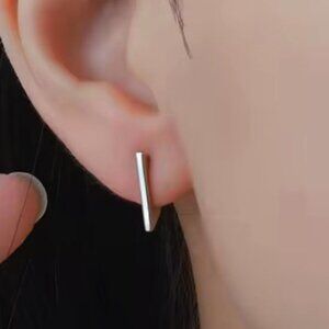 Small Silver Triangle Huggie Earrings. 925 Sterling Silver. #1050